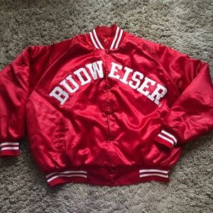 Vintage 80s Budweiser Red Bomber Jacket